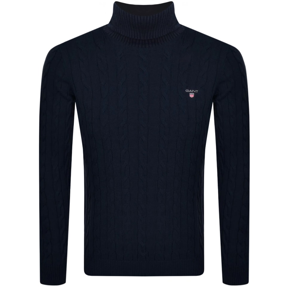 Alternative Image for ProductGant Roll Neck Cable Knit Jumper Navy1